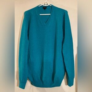 J.Crew Cashmere Men's Aqua V-Neck Sweater